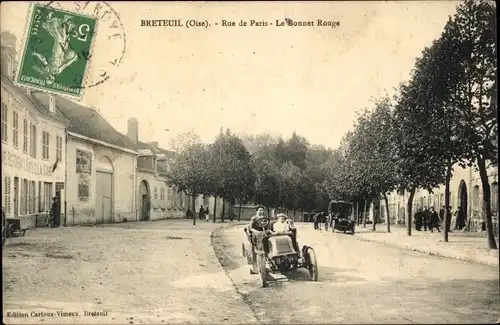 Ak Breteuil Oise, Rue de Paris, Le Bonnet Rouge