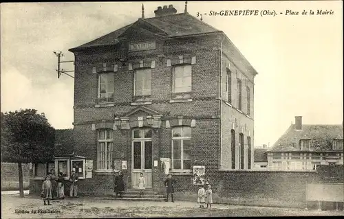 Ak Saint Geneviève Oise, Place de la Mairie