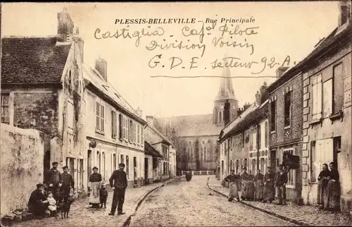Ak Le Plessis Belleville Oise, Rue Principale, Anwohner