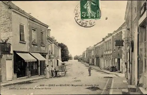 Ak Grez-en-Bouère Mayenne, Grande Rue