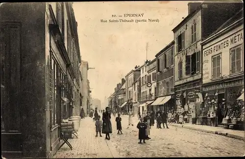 Ak Epernay Marne, Rue Saint Thibault, Geschäfte