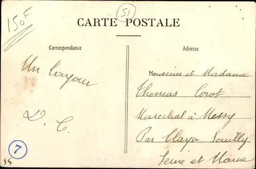 Ak Courtisols Marne, Rue Massez, La Poste