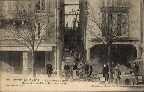 Ak Reims Marne, Place Drouet d'Erlon, Kriegszerstörung 1. WK
