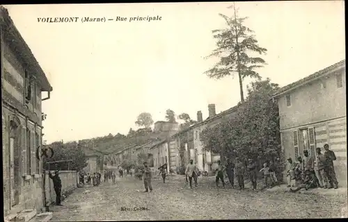 Ak Voilemont Marne, Rue principale, Soldaten