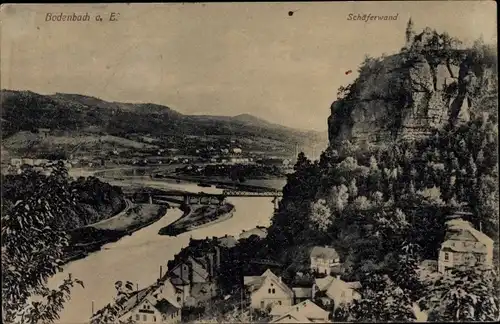 Ak Podmokly Bodenbach Děčín Tetschen an der Elbe Region Aussig, Schäferwand