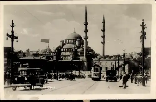 Ak Konstantinopel Istanbul Türkei, Yeni Cami, Straßenbahn