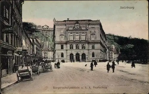 Ak Salzburg in Österreich, Bürgerschulgebäude u. k. k. Realschule