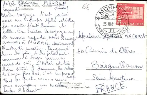 Ak Mürren Kanton Bern Schweiz, Kapelle, Gspaltenhorn