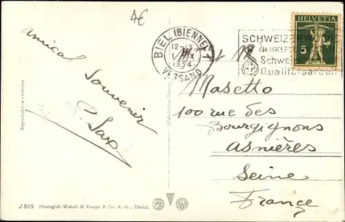 Ak Biel Bienne Kt Bern, Gesamtansicht