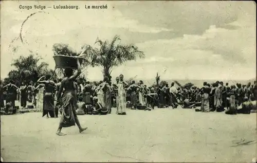 Ak Luluabourg Kananga DR Kongo Zaire, Le marché