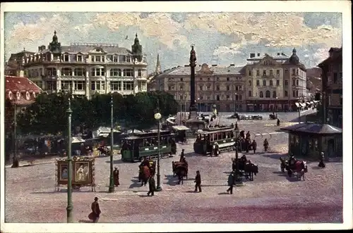 Ak Graz Steiermark, Jacomini-Platz, Straßenbahn