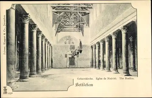 Ak Betlehem Palästina, Church of the Nativity, inside view, Basilica, pillars