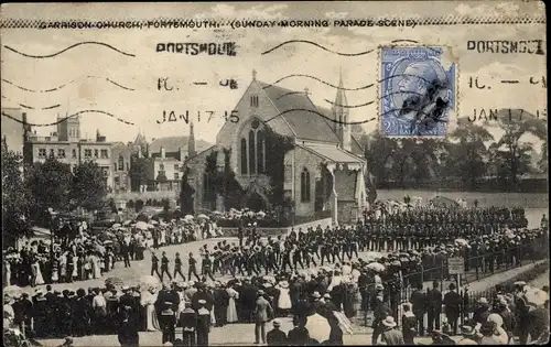 Ak Portsmouth Hampshire England, Garrison Church, Parade