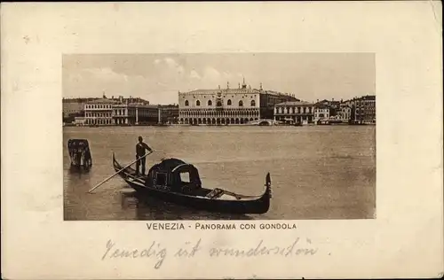 Passepartout Ak Venezia Venedig Veneto, Panorama con Gondola