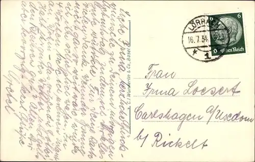 Ak Basel Bâle Stadt Schweiz, Partie am Rhein mit Münster