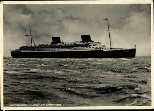 Ak Turbinen Großschiff Europa, Norddt. Lloyd Bremen, Dampfer