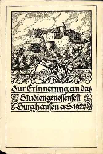 Studentika Ak Burghausen an der Salzach Bayern, Studiengenossenfest 1922
