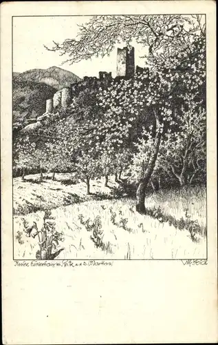 Künstler Ak Seidl, Ulf, Spitz Niederösterreich, Wachau, Ruine Hinterhaus