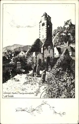 Künstler Ak Seidl, Ulf, Dürnstein in Niederösterreich, Wachau, Kirche