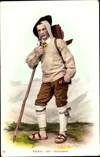 Ak Schweiz, Vacher, Uri, Urnersenn, Mann, Tracht, Hirte