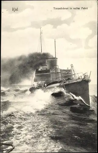Ak Deutsches Kriegsschiff, Torpedoboot in voller Fahrt