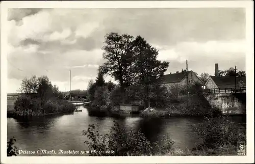 Ak Prieros Heidesee in der Mark, Ausfahrt zum Spreewald, Gasthof Prierosbrück, W. Roschinski