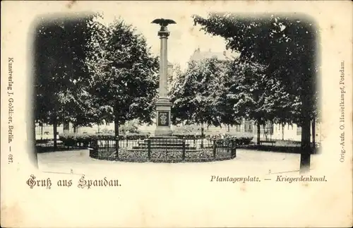 Ak Berlin Spandau, Plantagenplatz, Kriegerdenkmal