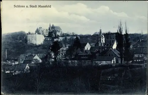 Ak Mansfeld im Harzvorland, Schloss und Stadt
