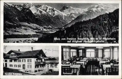 Ak Maderhalm Fischen im Allgäu Schwaben, Pension Bergblick, Aussicht, Panorama