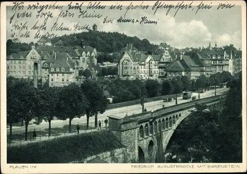 Ak Plauen Vogtland, Friedrich August Brücke, Bärenstein