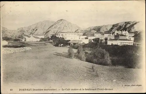 Ak Port Say Algerien, Le Cafe maure et le boulevard Fron de mer, Grenze