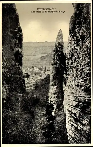 Ak Echternach Luxemburg, Vue prise de la Gorge du Loup