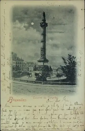 Mondschein Ak Bruxelles Brüssel, Colonne du Congres