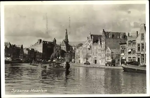 Ak Haarlem Nordholland Niederlande, Spaarne, Boot