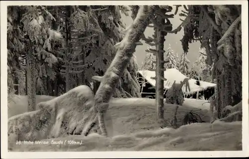 Ak Duszniki Zdrój Bad Reinerz Schlesien, Hohe Mense, Winter