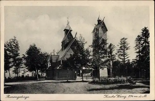 Ak Karpacz Górny Brückenberg Krummhübel Riesengebirge Schlesien, Kirche Wang
