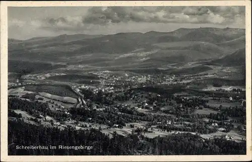 Ak Weißbachtal Szklarska Poręba Schreiberhau Riesengebirge Schlesien, Panorama mit dem Kamm