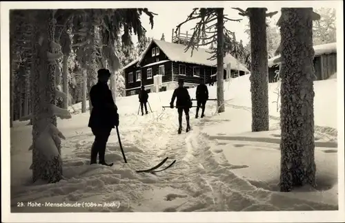 Ak Duszniki Zdrój Bad Reinerz Schlesien, Hohe Mense, Skipartie