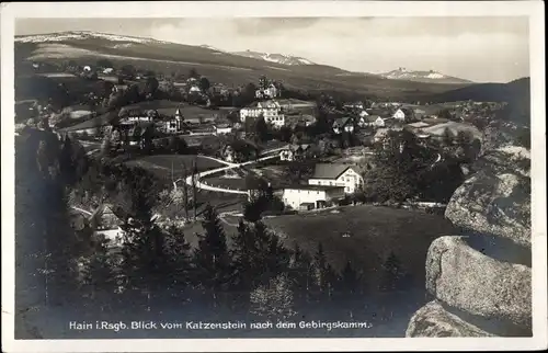 Ak Przesieka Hain Podgórzyn Giersdorf Riesengebirge Schlesien, Blick vom Katzenstein, Gebirgskamm