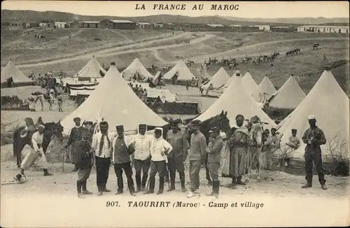 Ak Taourirt Marokko, Camp et village, La France au Maroc, Soldaten, Zelte