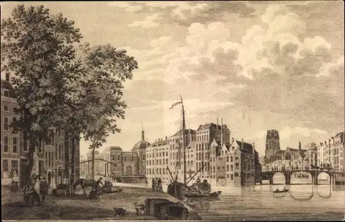 Ak Rotterdam Südholland Niederlande, Groote Kerk, Beurs en Draaiburg omstreeks 1780