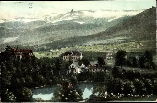 Ak Szklarska Poręba Schreiberhau Riesengebirge Schlesien, Blick vom Lindenhof, Berge