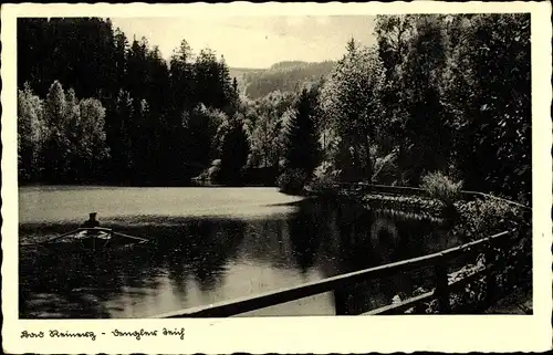 Ak Duszniki Zdrój Bad Reinerz Schlesien, Partie am Teich
