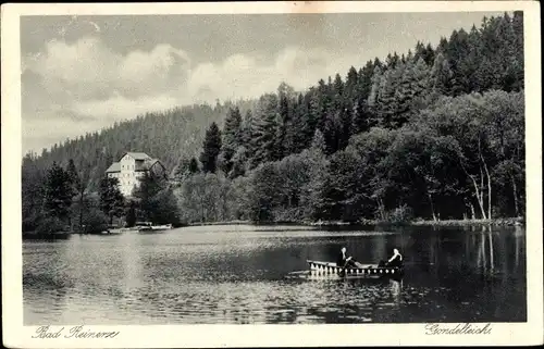 Ak Duszniki Zdrój Bad Reinerz Schlesien, Gondelteich, Bootspartie