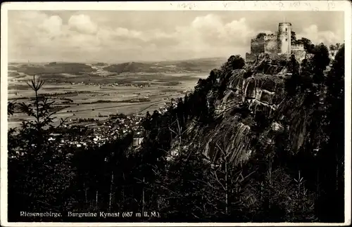 Ak Sobieszów Hermsdorf Kynast Riesengebirge Schlesien, Burgruine mit Umgebung