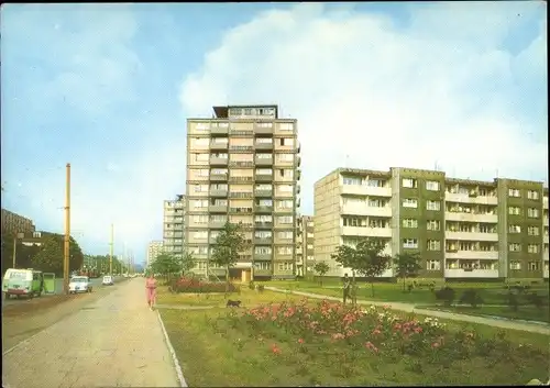 Ak Wrocław Breslau Schlesien, Hochhaus, Straßenpartie