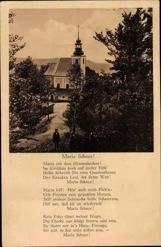 Ak Międzygórze Wölfelsgrund Schlesien, Spitzberg, Kirche Maria Schnee, Gedicht