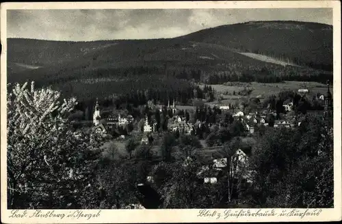 Ak Świeradów Zdrój Bad Flinsberg Schlesien, Blick z. Heufuderbaude und Kurhaus