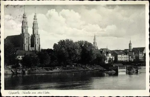Ak Opole Oppeln Schlesien, Oderpartie, Kirche, Stadt