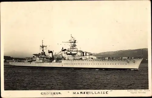 Ak Französisches Kriegsschiff, Marine Francaise, Croiseur Marseillaise